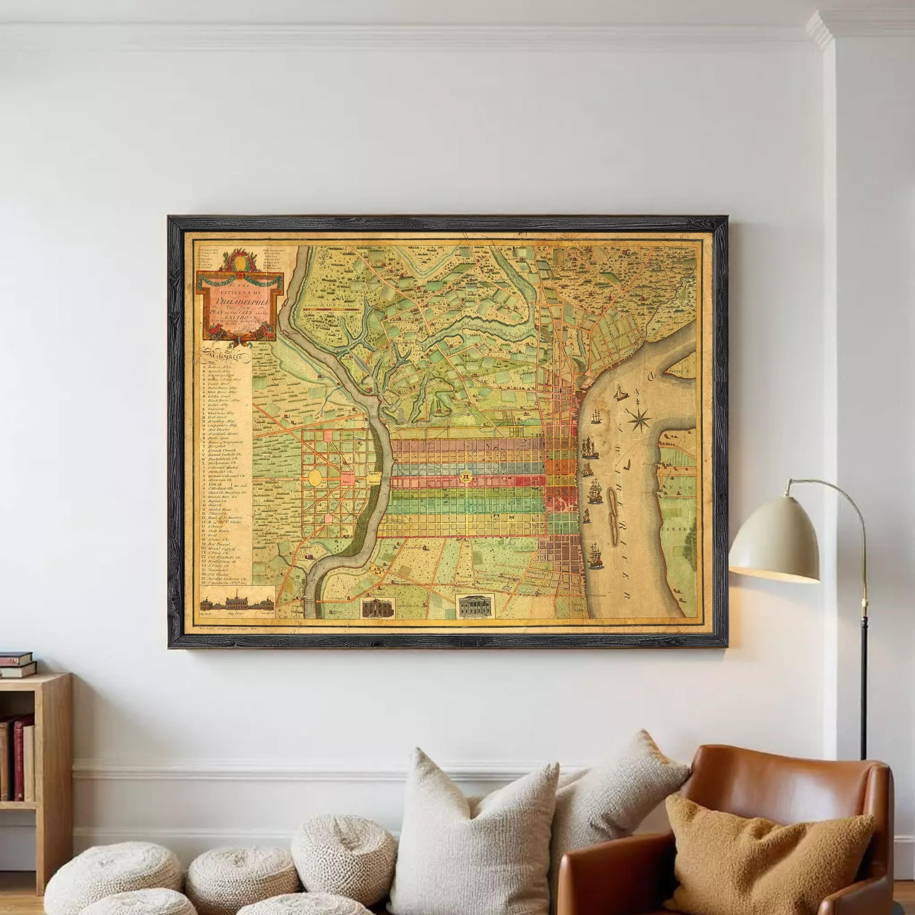 The image is a framed antique map of Washington, D.C.