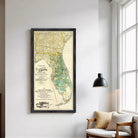 The image is a framed map of Florida, showing the state's geographical layout and boundaries.