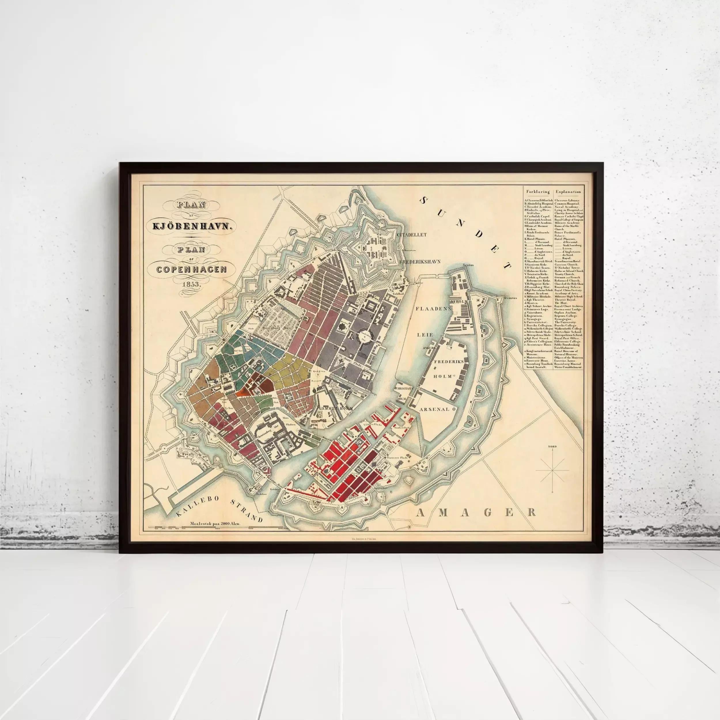 Old Map of Copenhagen Denmark 1853 Vintage Map – Vintage Maps