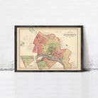The image is a framed map of Richmond, Virginia, depicting the city's layout and surrounding areas.