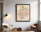 The image is a framed map of San Antonio, Texas, showing various streets, landmarks, and neighborhoods.