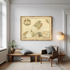 The image is a framed vintage map of the Mediterranean region, depicting various islands and coastal areas.