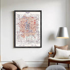 The image is a framed map of Beijing, China, with various locations marked and labeled.