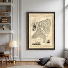 The image is a framed map of the Netherlands, depicting various landmarks and geographical features.