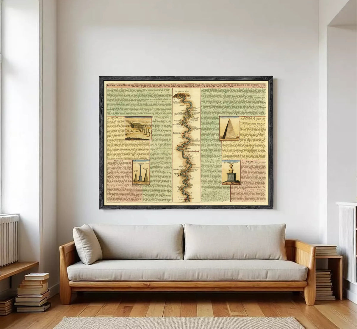 The image is a framed poster or print featuring a map with various landmarks and descriptions.