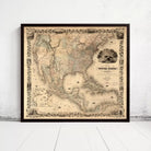 The image is a framed historical map of the United States, depicting the country's geographical layout and boundaries.