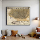 The image is a framed vintage map of Buffalo, New York, with various landmarks and streets labeled.