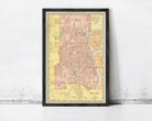 The image is a framed vintage map of Omaha, Nebraska, showing the city's layout and surrounding areas.