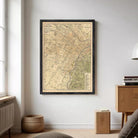 The image is a framed vintage map of the city of Turin, Italy, depicting the layout of the city and surrounding areas.