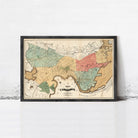 The image is a framed vintage map of Cambridge, Massachusetts, showing the city's streets and surrounding areas.