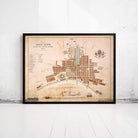 The image is a framed map of Cape Town, South Africa, depicting the city's layout and surrounding areas.