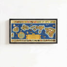 The image is a framed vintage map of the Hawaiian Islands, depicting various islands, landmarks, and marine life.