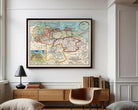 The image is a framed vintage map of Venezuela, depicting the country's geographical layout and surrounding areas.