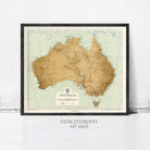 The image is a framed map of Australia, with the text "AUSTRALIA" prominently displayed.