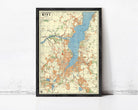 The image is a framed map of the city of Kiel, Germany, showing various landmarks and geographical features.