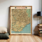a large framed map of the Côte d'azur region, which is a mountain range in western France.