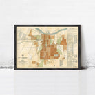 The image is a framed map of the city of Savannah, Georgia, showing the layout of the city and surrounding areas.