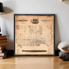 The image is a framed vintage map of Toronto, Canada, depicting the city's layout and surrounding areas.