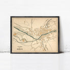 The image is a framed map of the town ofBURGOS, depicting the layout and surrounding areas.