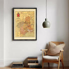 The image is a framed map of Murcia, Spain, with a black border and yellow background.