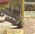 The image is a detailed illustration of a historical scene, depicting a large assembly of people dressed in red robes and seated in a long row. The scene appears to be taking place in a grand, ornate building, possibly a palace or a church. The image is a collage of multiple smaller images, and the text provides additional information about the scene, such as the location, the date, and the significance of the event.