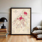 The image is a framed map of Rabat-Sale, depicting the city of Rabat, which is a city in Morocco.