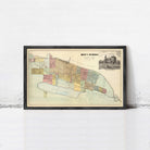 The image is a framed vintage map of Winona, Minnesota, depicting the city's layout and surrounding areas.
