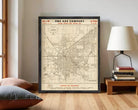 The image is a framed vintage map of the city of Lincoln, Nebraska, showing the layout of the city and surrounding areas.