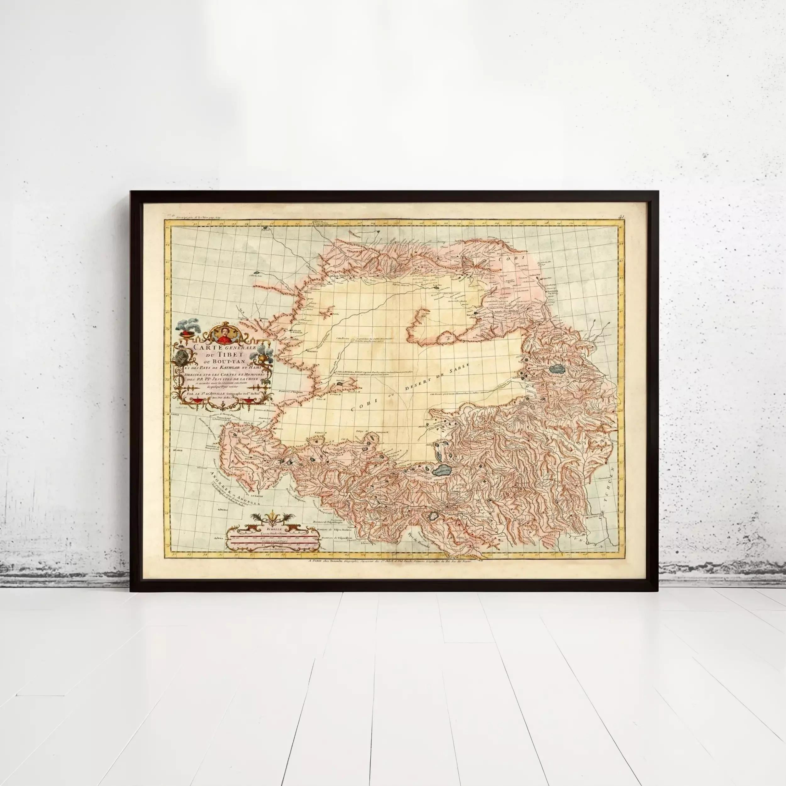 Old Map of Tibet 1737 China Vintage Map – Vintage Maps & Prints