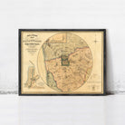 The image is a framed vintage map of the city of Citadel of South Australia, showing the layout of the city and surrounding areas.