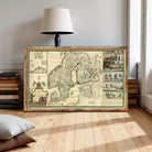 a large framed map of Europe, with various illustrations and text elements.