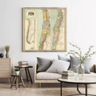 a large framed map of Argentina hanging on a wall in a living room setting.
