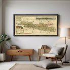 The image is a framed vintage map of the Indonesian archipelago, which is a collection of islands located in the Indian Ocean.