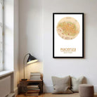 A framed map of Placenza, Italy, with the city's name and location prominently displayed.
