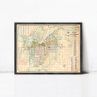 The image is a framed vintage map of a city, likely Ottawa, Canada, with detailed street and area labels.