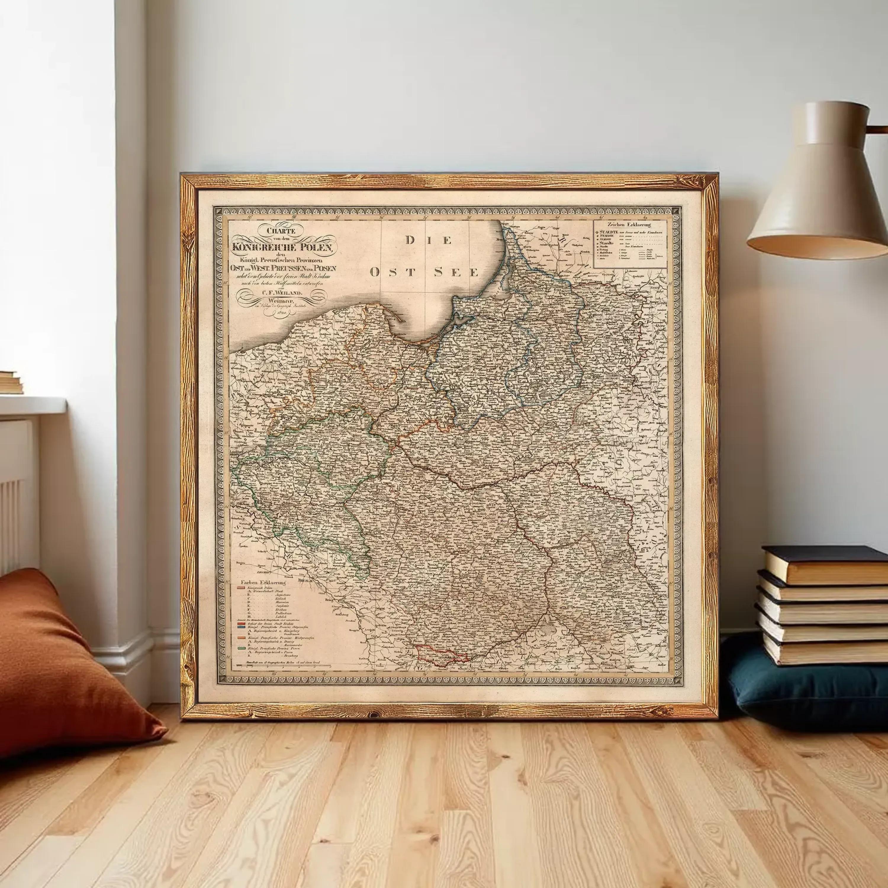 The image is a framed map of the Czech Republic, showing the country's geographical layout and boundaries.