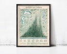 The image is a framed vintage map of rivers and lakes, depicting various bodies of water and their geographical locations.