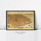 The image is a framed art print depicting a detailed map of San Francisco, California.