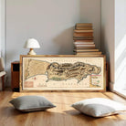 The image is a framed map of the Mediterranean Sea, depicting the coastline and surrounding areas.