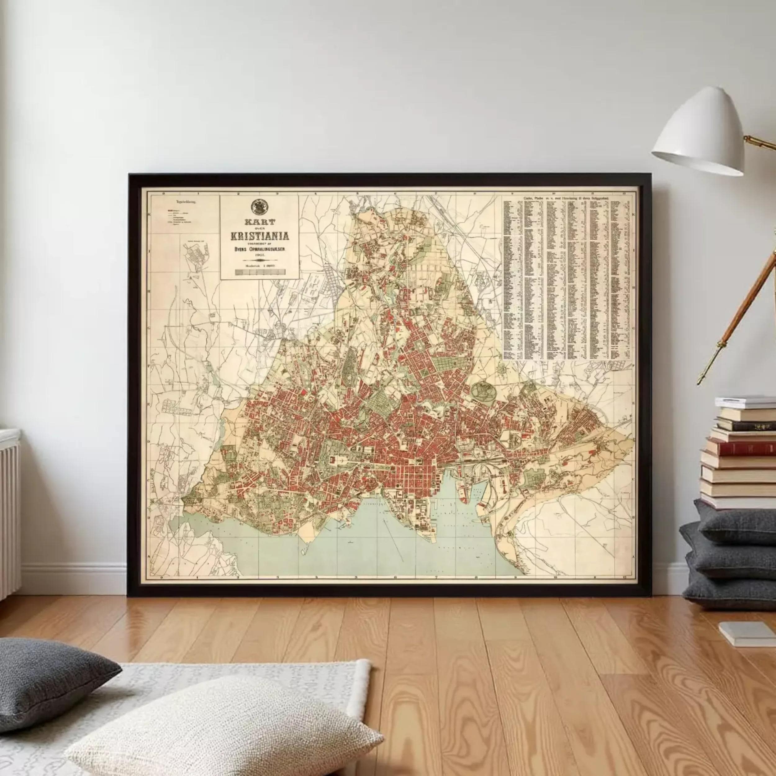 The image is a framed vintage map of Kort Kristiansk, a city in the Krasnoyarsk region of Russia.