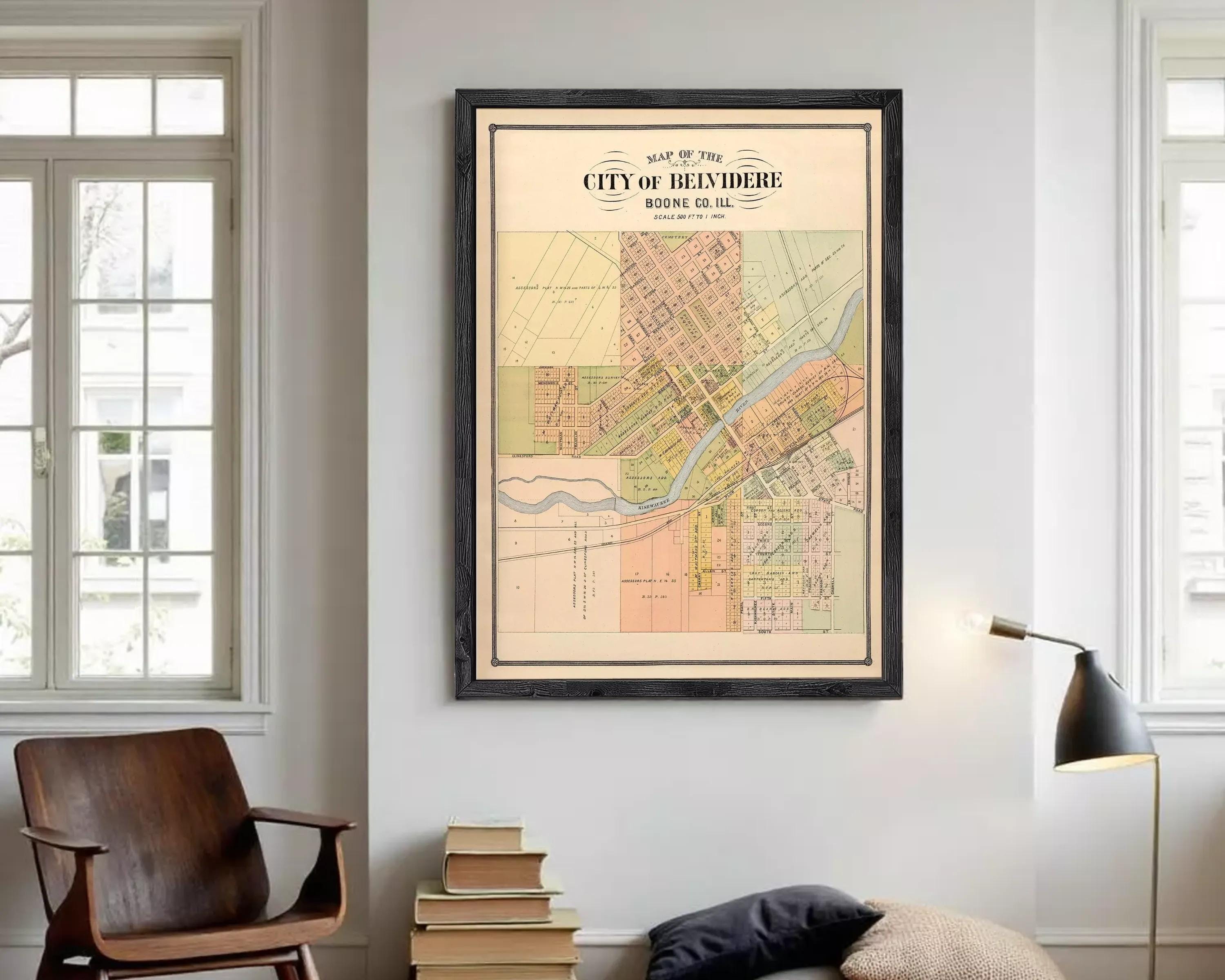 The image is a framed map of the City of Beindere, showing the layout of the city and surrounding areas.