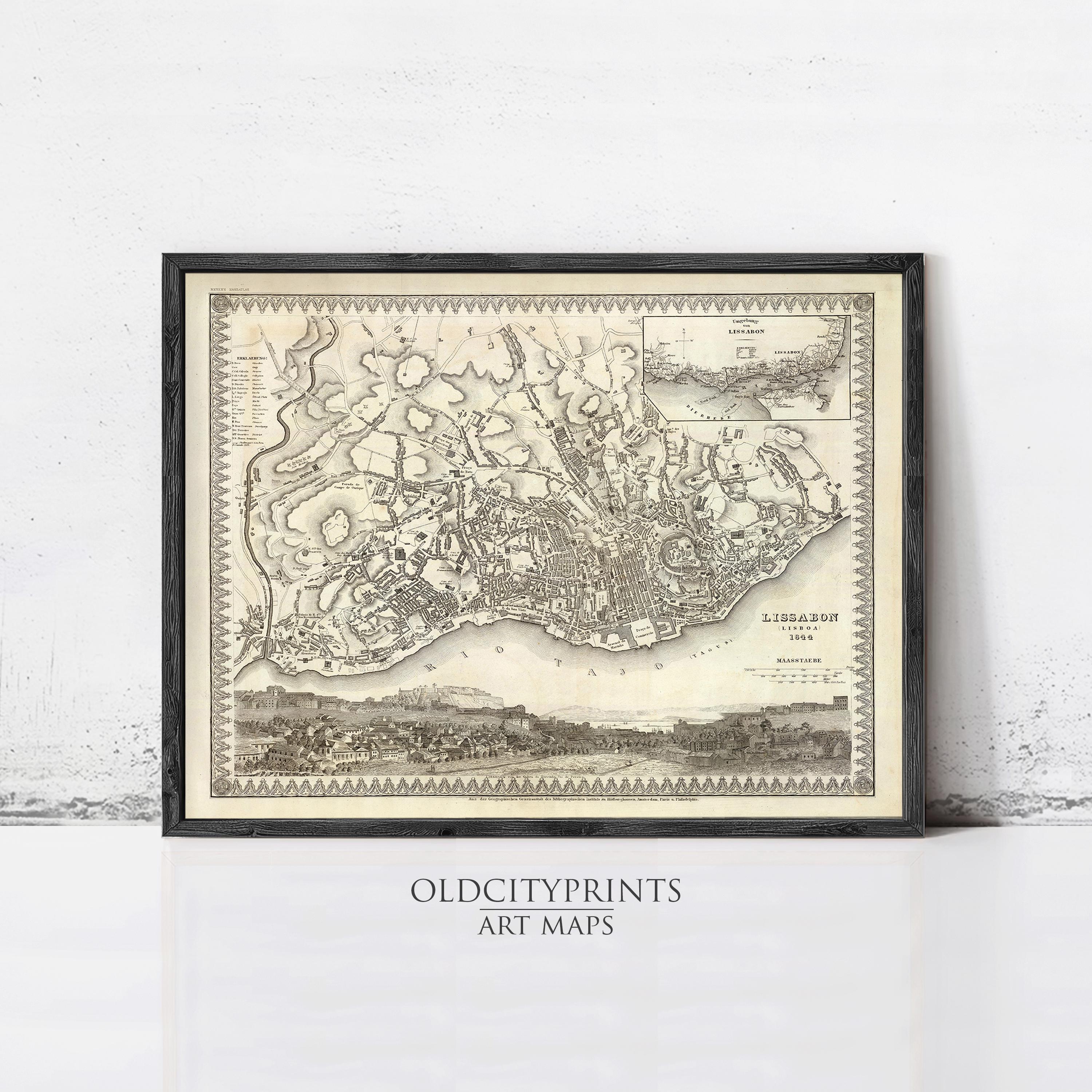 The image is a framed antique map of London, England, dating back to the 16th century.