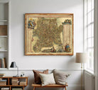 The image is a framed antique map of Rome, Italy, depicting the city's layout and surrounding areas.
