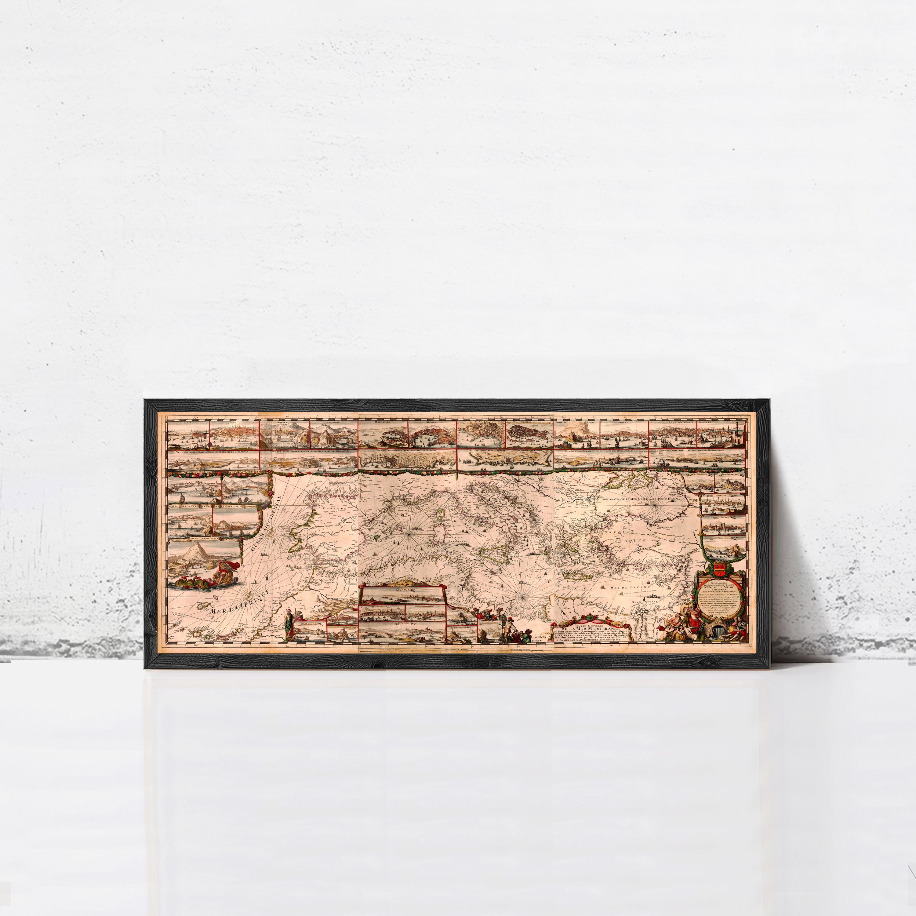 The image is a framed map of Europe, depicting various countries and geographical features.