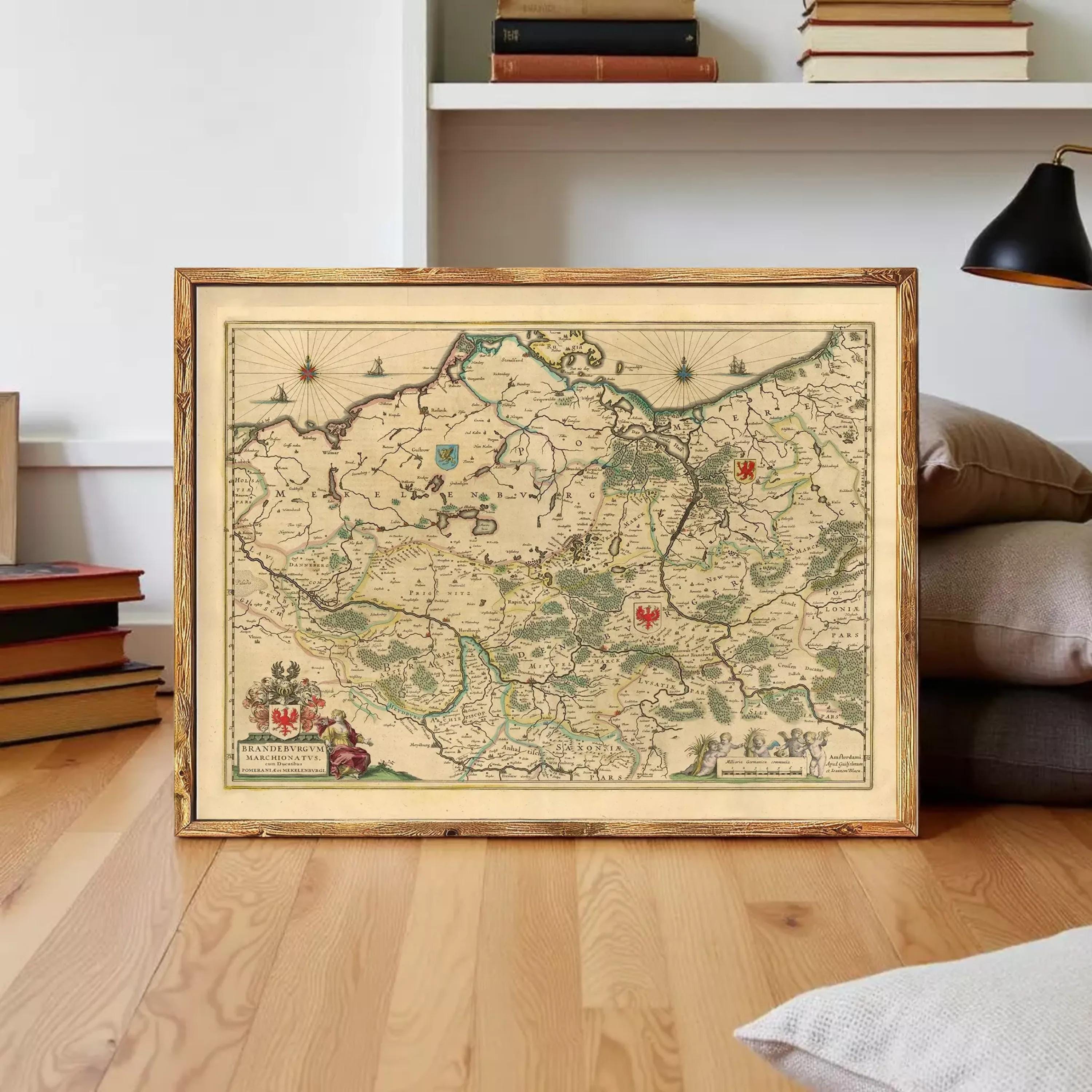 The image is a framed antique map of Europe, depicting various countries and regions.