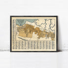The image is a framed vintage map of Burigame, San Mateo, and Hillsborough Counties, California.