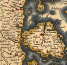 The image is a detailed map of a region, likely from the 16th century, showing various cities and towns with labels. The map is in black and white, and the text is in an old-fashioned style. The map appears to be a historical or geographical representation of the area, with the focus on the cities and towns within the region.