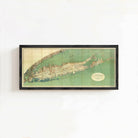 The image is a framed map of the island of New Jersey, showing the coastline and surrounding areas.