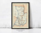 The image is a framed vintage map of the Republic of Panama, depicting the country's geographical layout and boundaries.
