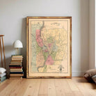 The image is a framed map of the city of Cincinnati, Ohio, depicting various neighborhoods and streets.